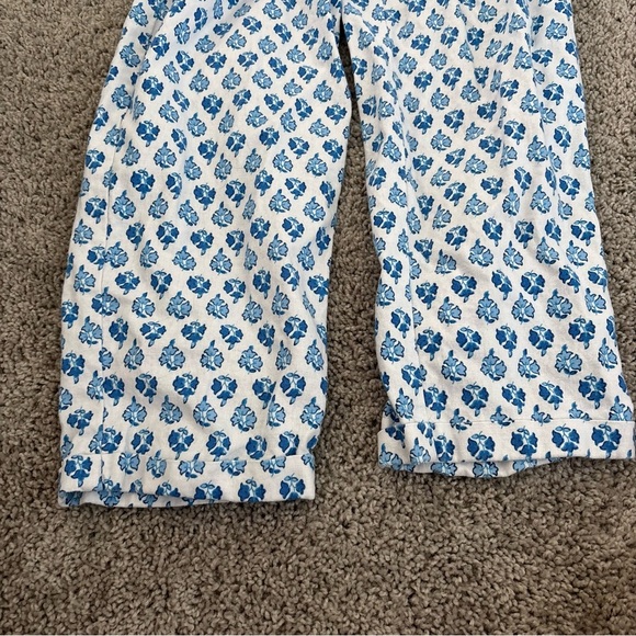 J. Crew Women's Linen Blue White Floral Elastic Waistband Pants Size 6 - Picture 8 of 8